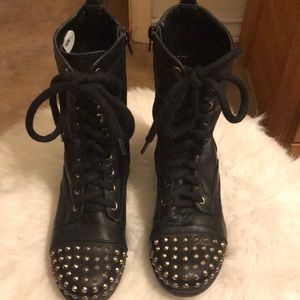 Black combat boots